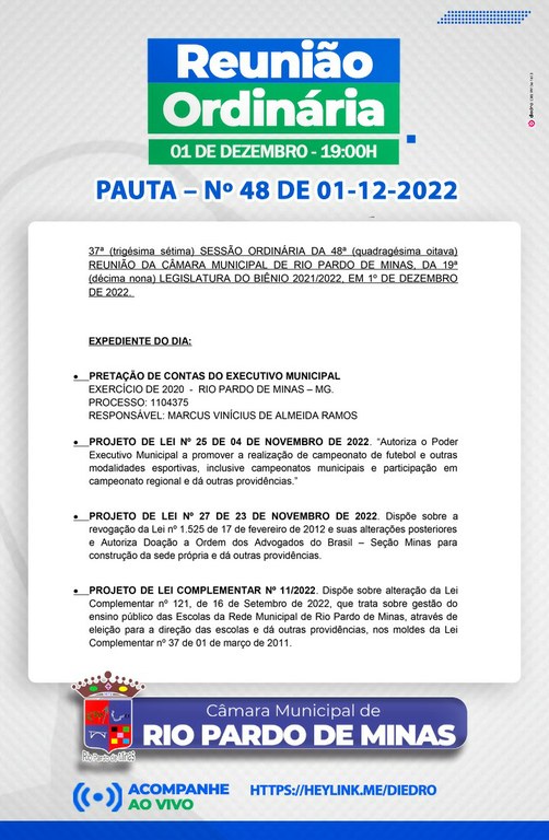 37ª Sessão Ordinária da 1ª Sessão Legislativa da 19ª Legislatura