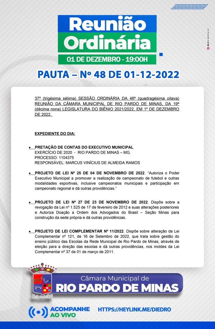 37ª Sessão Ordinária da 1ª Sessão Legislativa da 19ª Legislatura